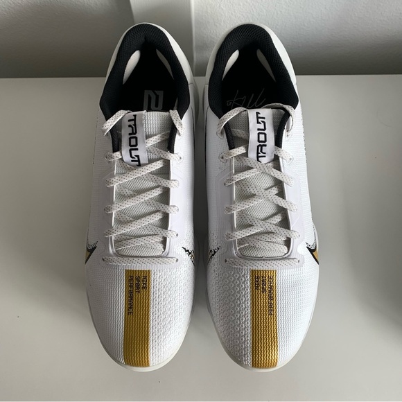 Nike Mens Force Zoom Trout 7 Pro White Gold 13 Baseball Metal Cleats CQ7224-106 - Picture 5 of 15